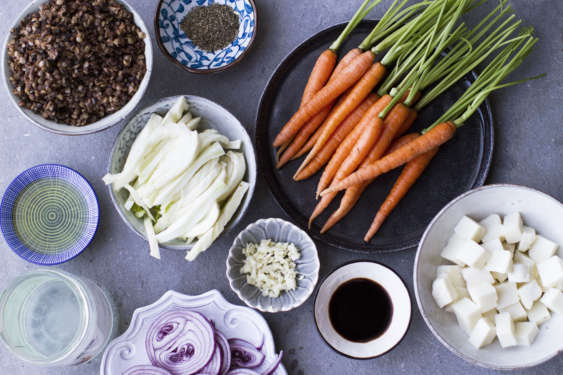 Ayurvedic vegetable salad & eggplant curry